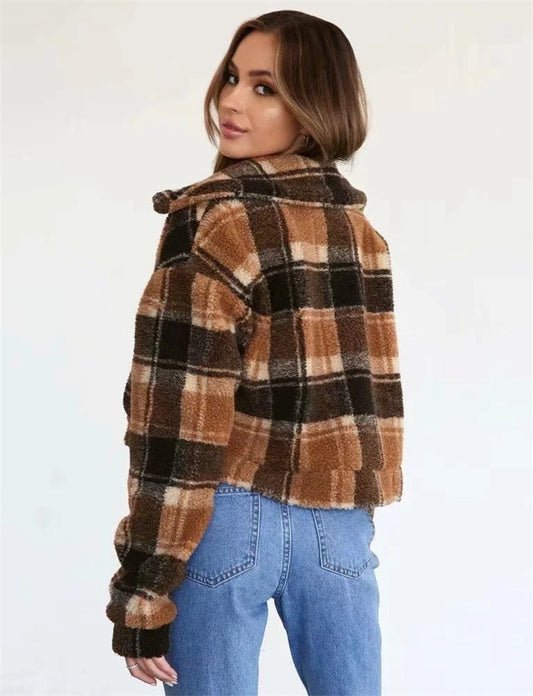 Stylish contrast checked jacket