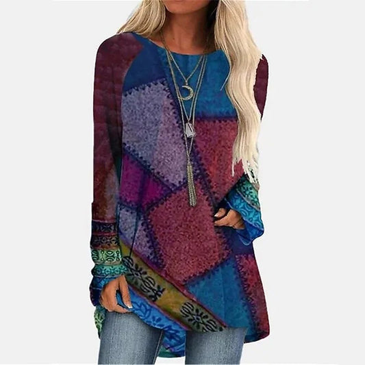 Women's T-shirt Long Sleeve  Round Neck Dress
