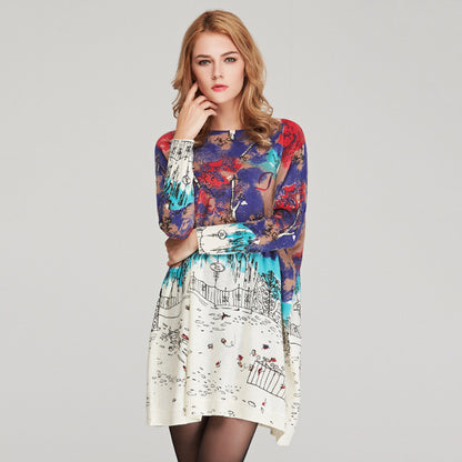 Women's Knit Sweater Women Loose Print