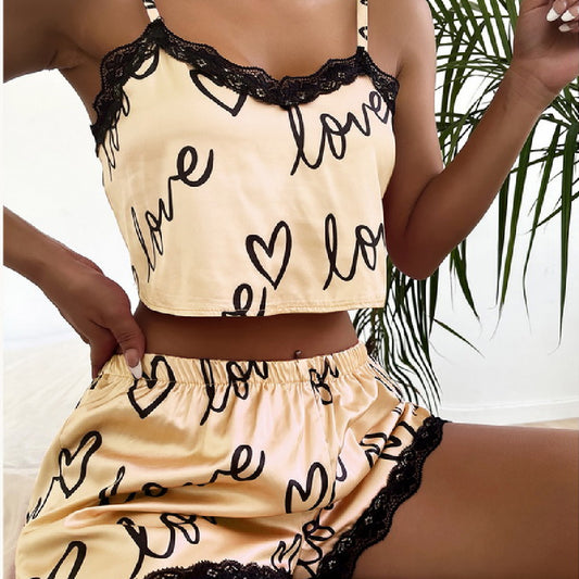 Women's Pajamas Lace Suspender Shorts