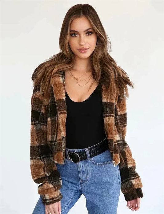 Stylish contrast checked jacket