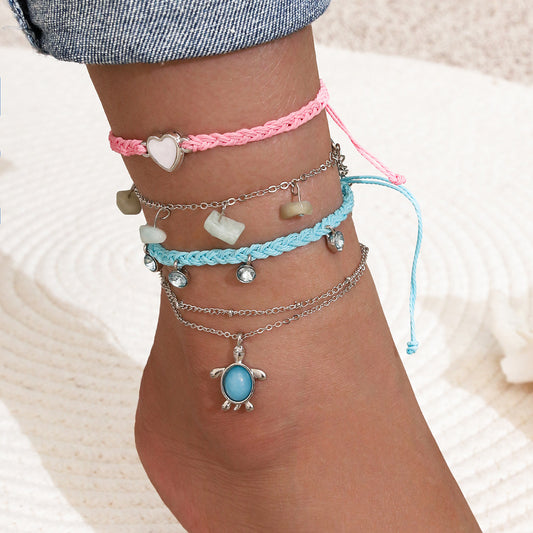 Woven Blue Love Foot Rope Natural Gravel