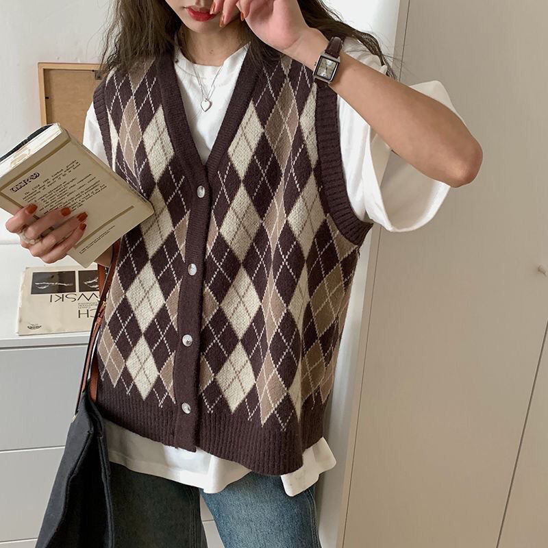 Diamond Plaid Sweater Vest