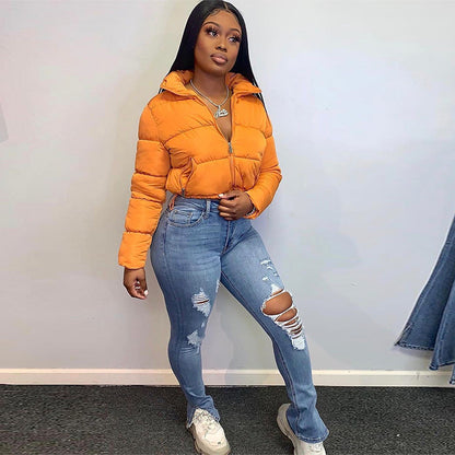 Down jacket with adjustable elastic hem