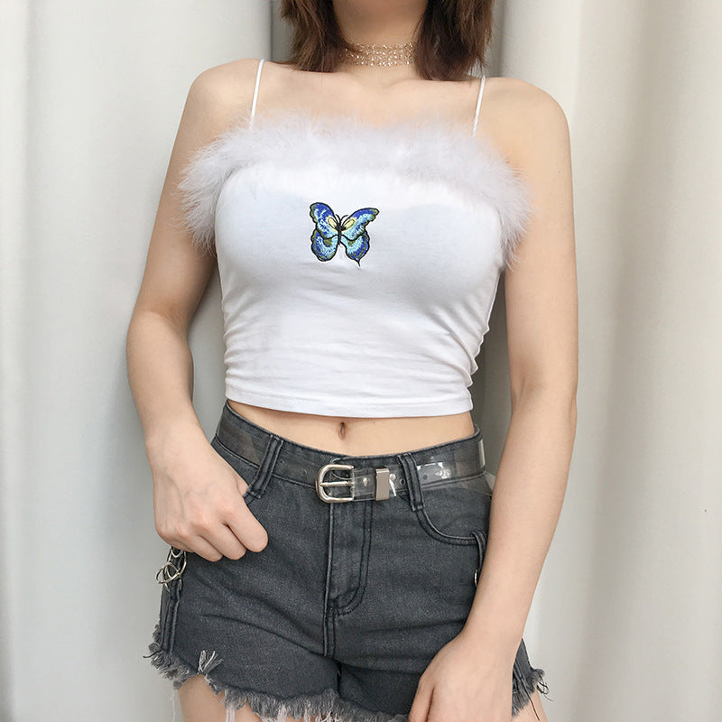 Feather Patchwork Cute Harajuku Crop Top