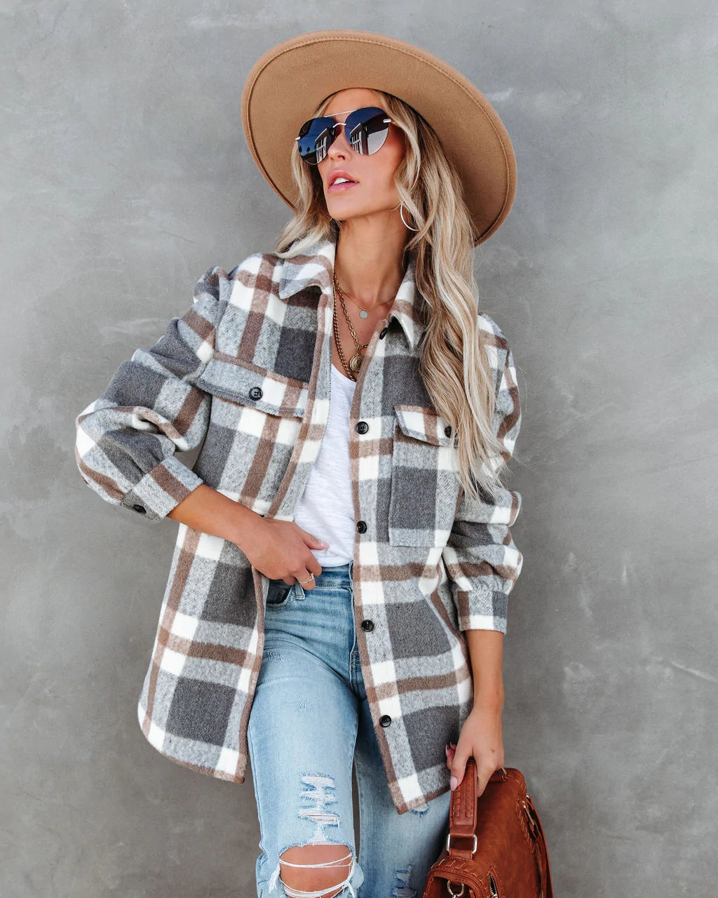 Plaid Woolen Coat
