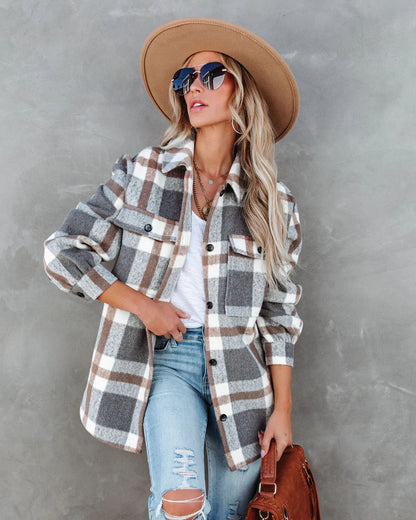 Plaid Woolen Coat