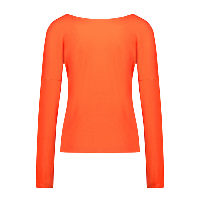 Women Stitching Geometric Figure Round Neck Slim T-Shirt