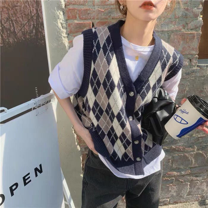 Diamond Plaid Sweater Vest