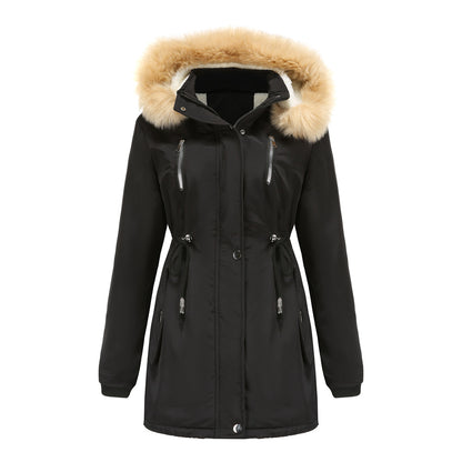 Velvet Loose Ladies Cotton Jacket With Detachable Hood And Fleece Jacket