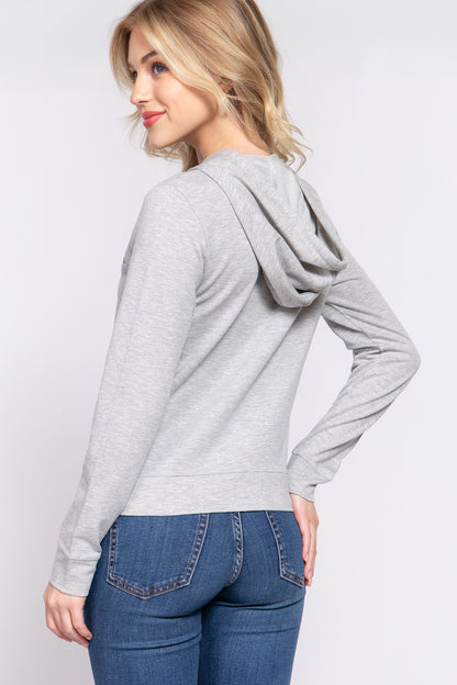 ACTIVE BASIC CALIFORNIA Zip Up Drawstring Long Sleeve Hoodie Luvéillé