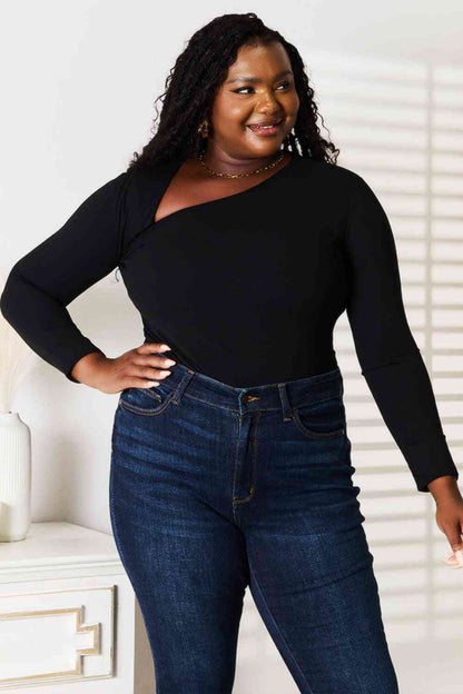 Basic Bae Asymmetrical Neck Long Sleeve Top Luvéillé