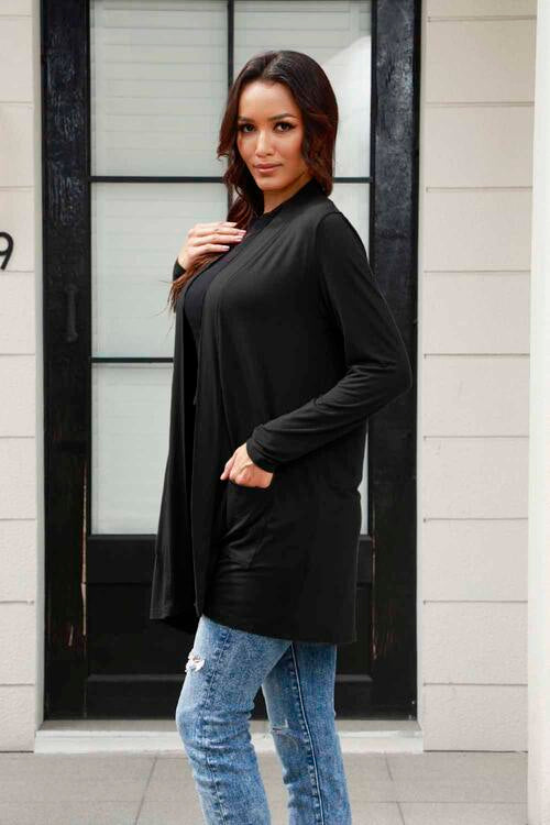Basic Bae Full Size Open Front Long Sleeve Cardigan Luvéillé
