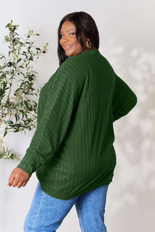 Basic Bae Full Size Ribbed Cocoon Cardigan Luvéillé