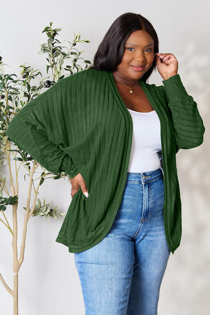 Basic Bae Full Size Ribbed Cocoon Cardigan Luvéillé