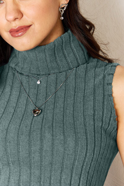 Basic Bae Full Size Ribbed Turtleneck Tank Luvéillé