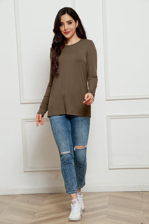 Basic Bae Full Size Round Neck Long Sleeve Top Luvéillé