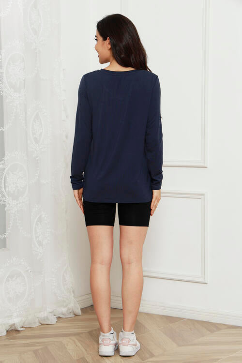 Basic Bae Full Size V-Neck Long Sleeve Top Luvéillé