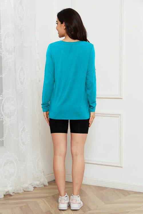 Basic Bae Full Size V-Neck Long Sleeve Top Luvéillé