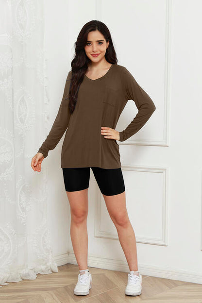 Basic Bae Full Size V-Neck Long Sleeve Top Luvéillé