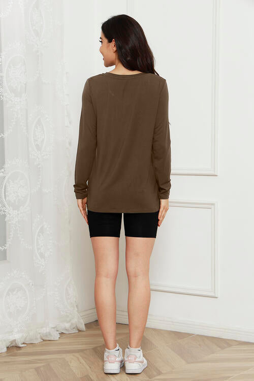 Basic Bae Full Size V-Neck Long Sleeve Top Luvéillé