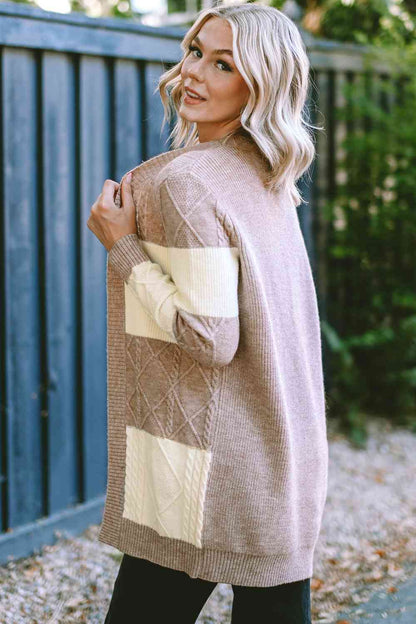 Cable-Knit Open Front Cardigan Luvéillé