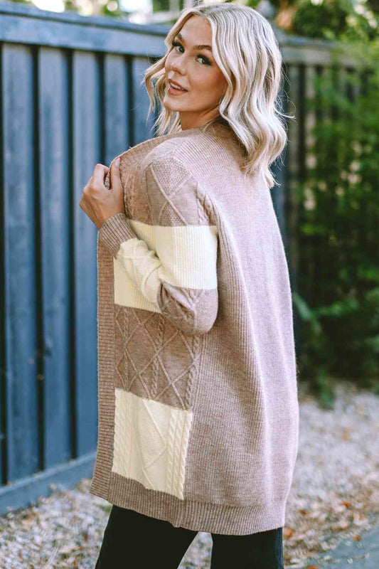 Cable-Knit Open Front Cardigan Luvéillé