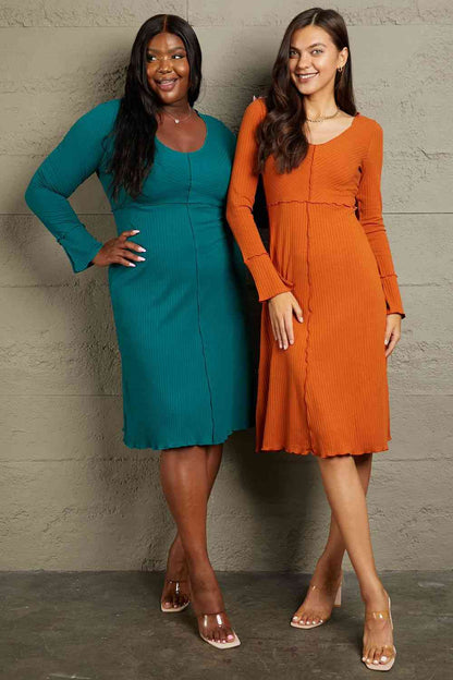 Culture Code Full Size Chevron Upper Bodycon Midi Dress Luvéillé