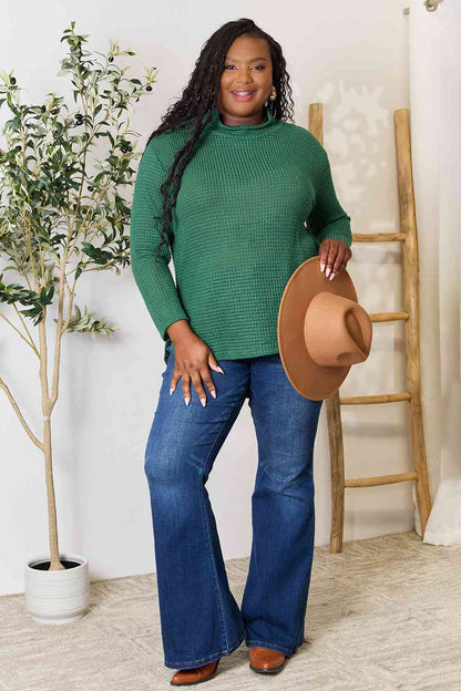 Culture Code Full Size Dropped Shoulder Long Sleeve Slit Blouse Luvéillé