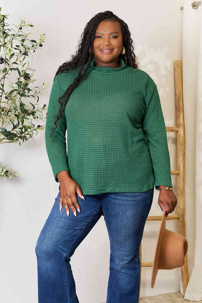 Culture Code Full Size Dropped Shoulder Long Sleeve Slit Blouse Luvéillé