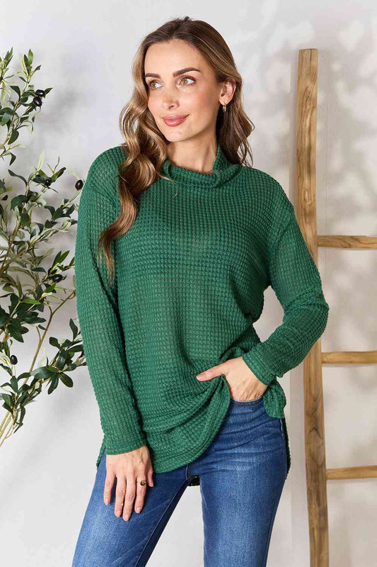 Culture Code Full Size Dropped Shoulder Long Sleeve Slit Blouse Luvéillé