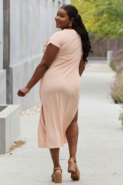 Culture Code Full Size Striped Twisted Detail Maxi Dress in Light Tomato Luvéillé