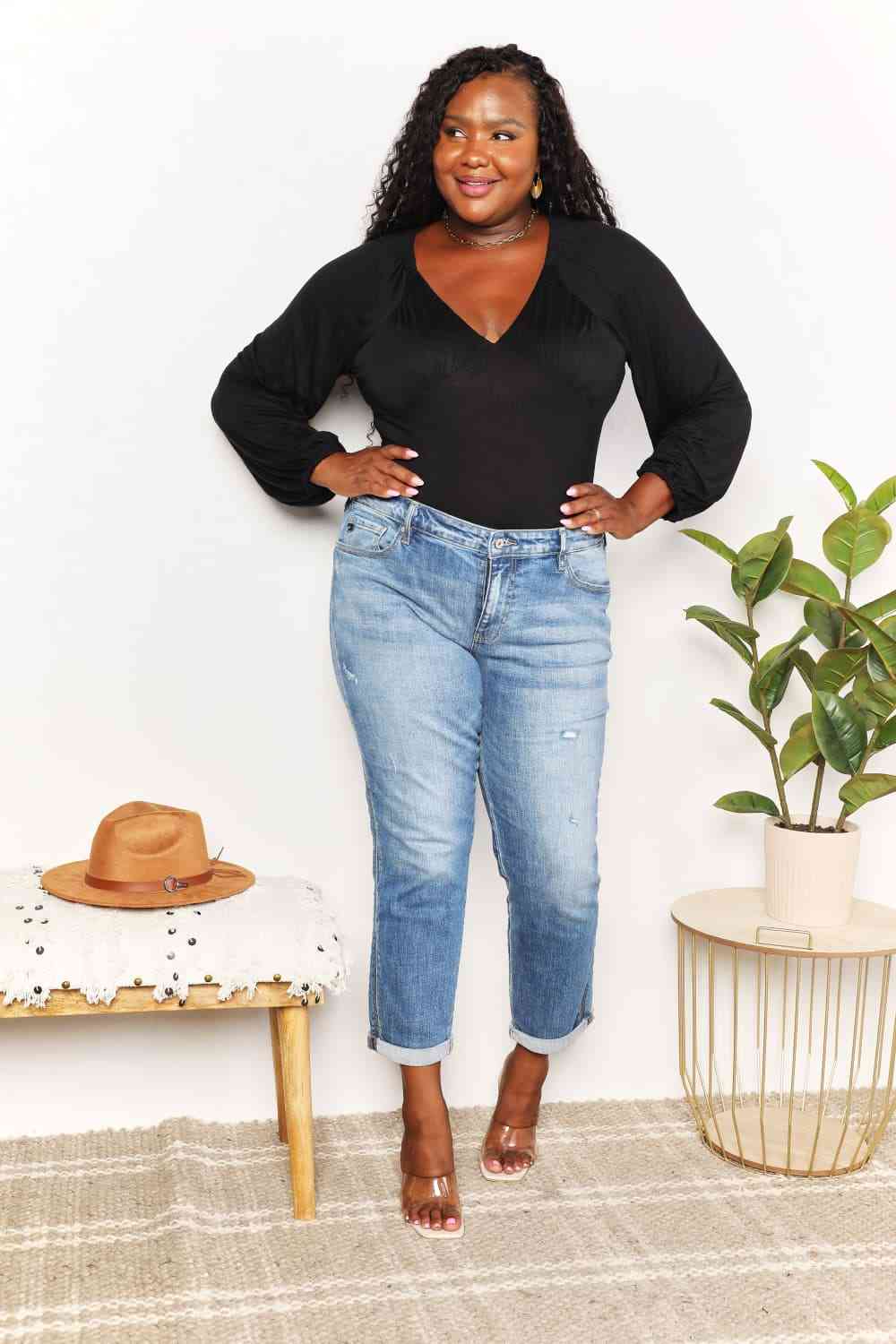 Culture Code Full Size V- Neck Bodysuit Luvéillé