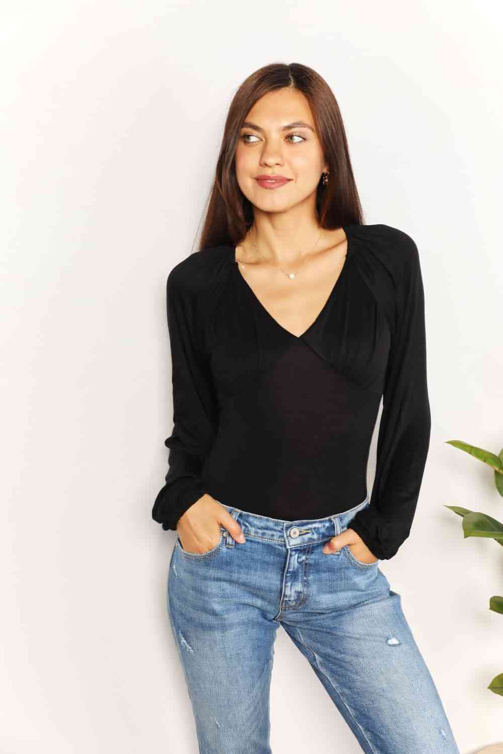 Culture Code Full Size V- Neck Bodysuit Luvéillé