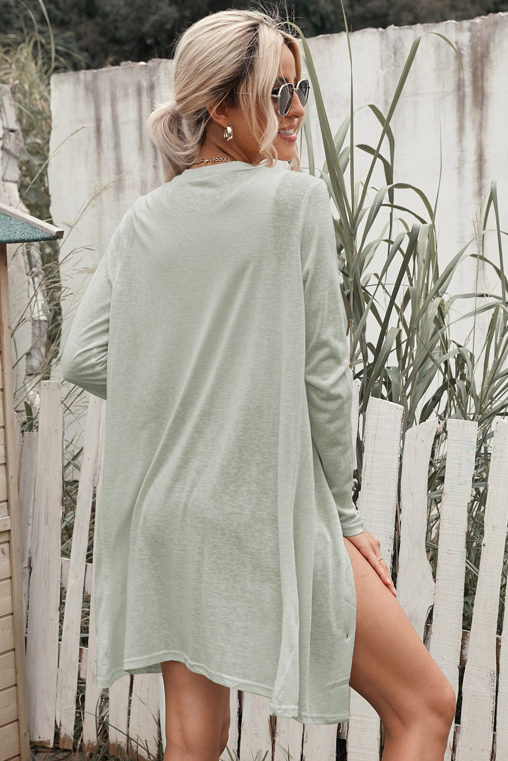 Double Take Button Down Long Sleeve Longline Cardigan Luvéillé