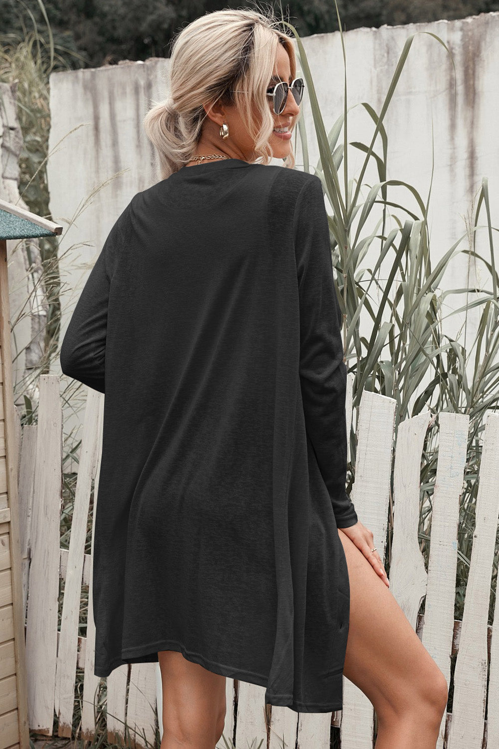 Double Take Button Down Long Sleeve Longline Cardigan Luvéillé