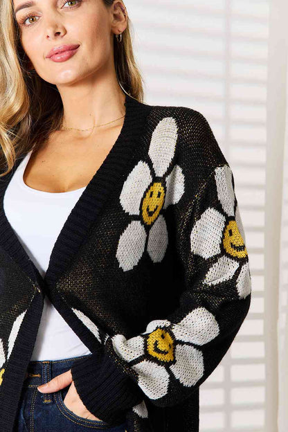 Double Take Floral Button Down Longline Cardigan Luvéillé
