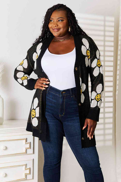 Double Take Floral Button Down Longline Cardigan Luvéillé
