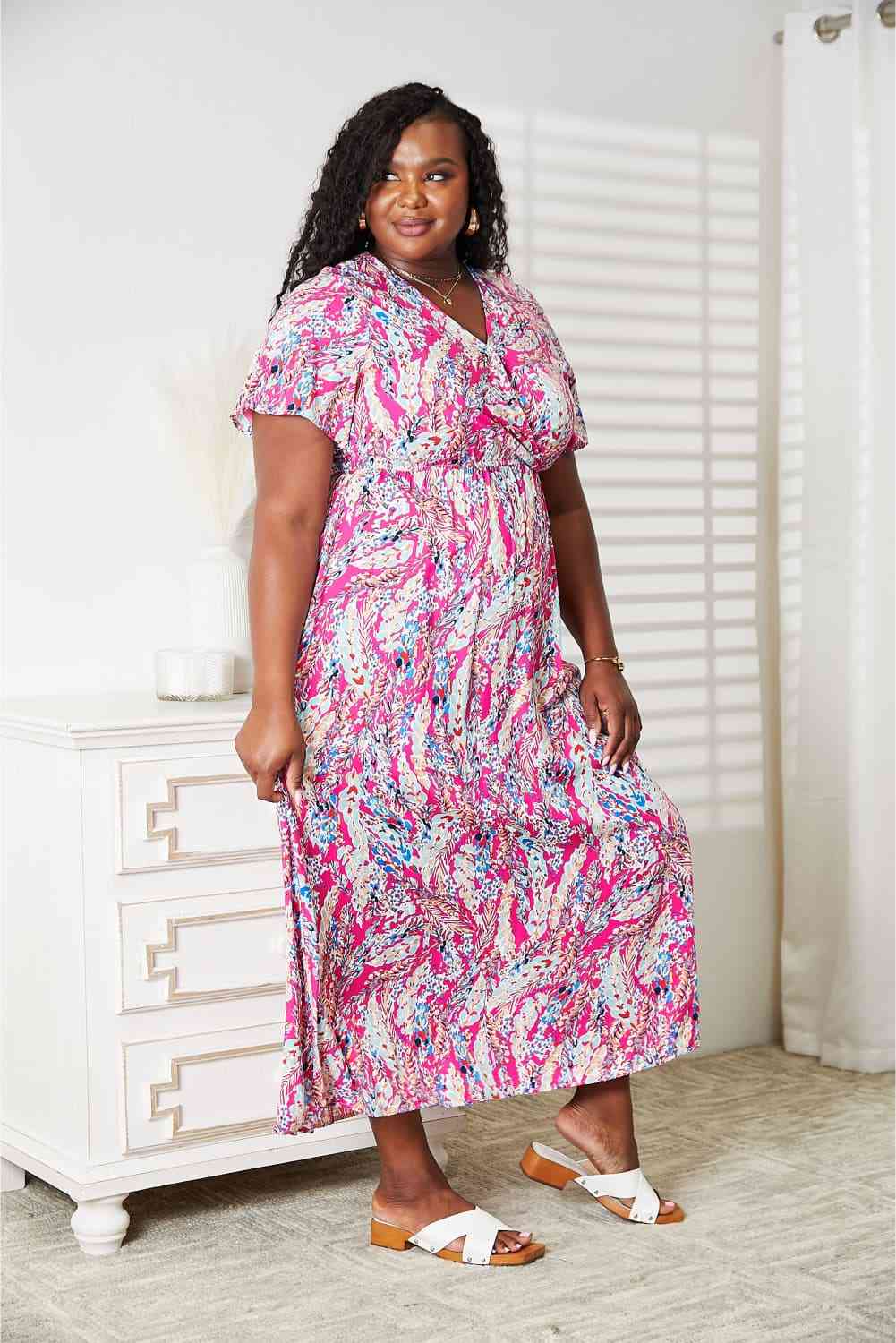 Double Take Multicolored V-Neck Maxi Dress Luvéillé