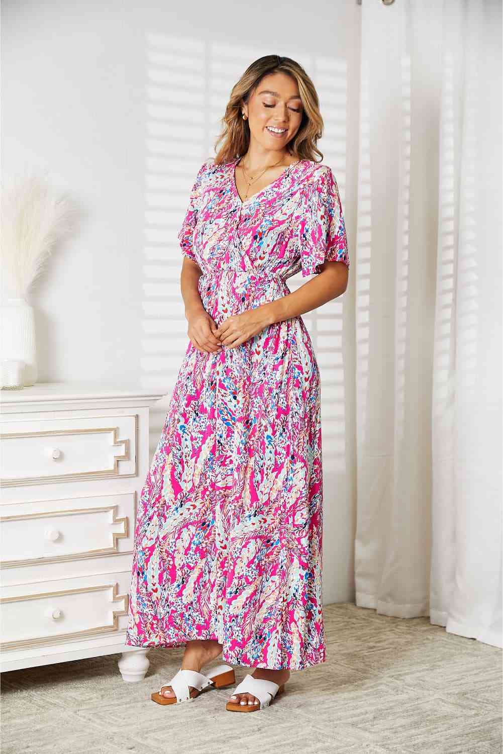 Double Take Multicolored V-Neck Maxi Dress Luvéillé