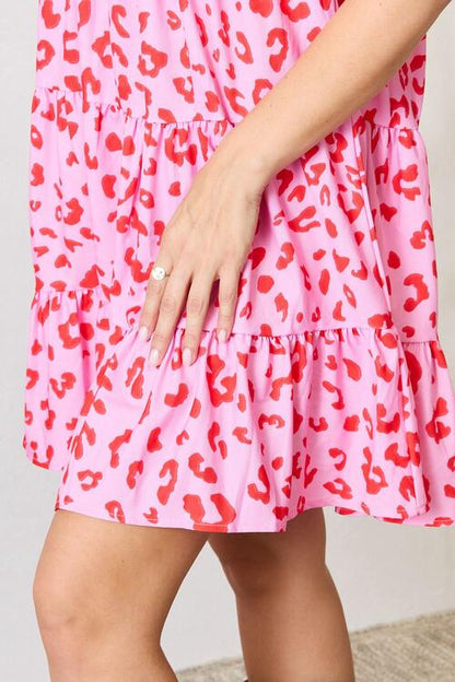 Double Take Short Flounce Sleeve Tiered Dress Luvéillé