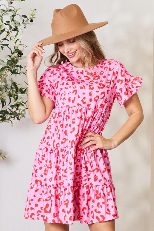 Double Take Short Flounce Sleeve Tiered Dress Luvéillé