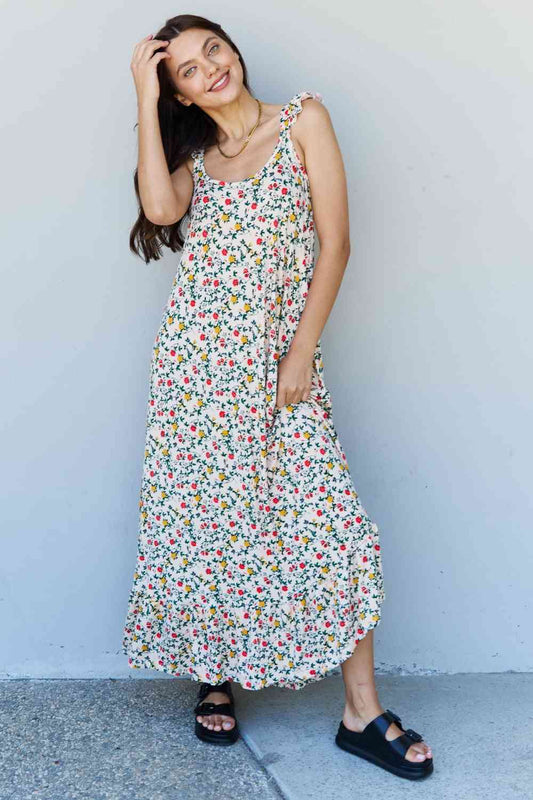 Doublju In The Garden Ruffle Floral Maxi Dress in Natural Rose Luvéillé