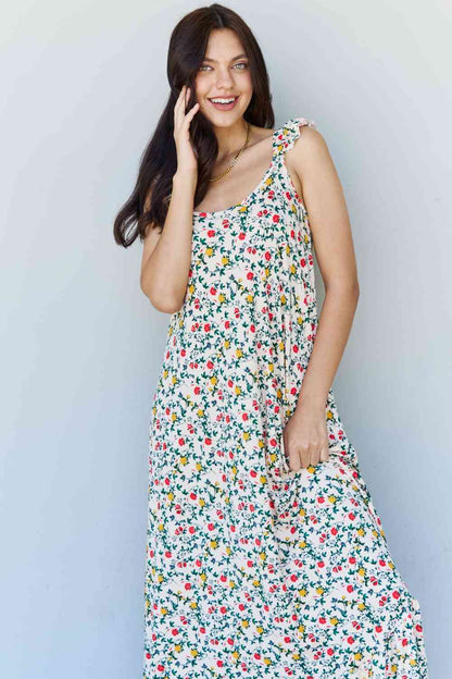 Doublju In The Garden Ruffle Floral Maxi Dress in Natural Rose Luvéillé
