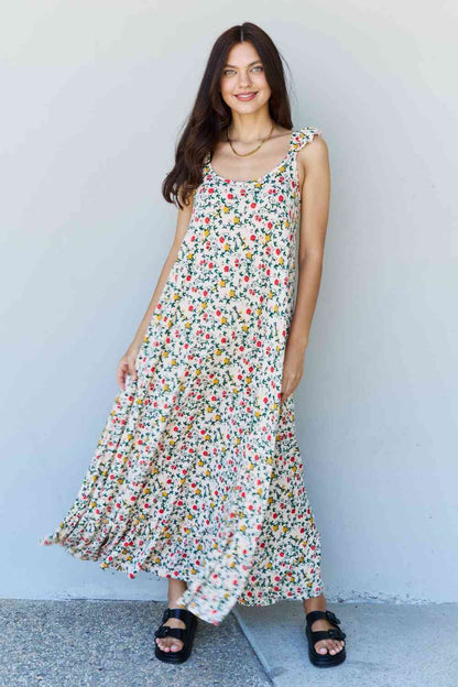 Doublju In The Garden Ruffle Floral Maxi Dress in Natural Rose Luvéillé