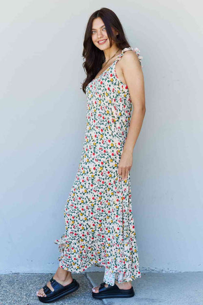 Doublju In The Garden Ruffle Floral Maxi Dress in Natural Rose Luvéillé