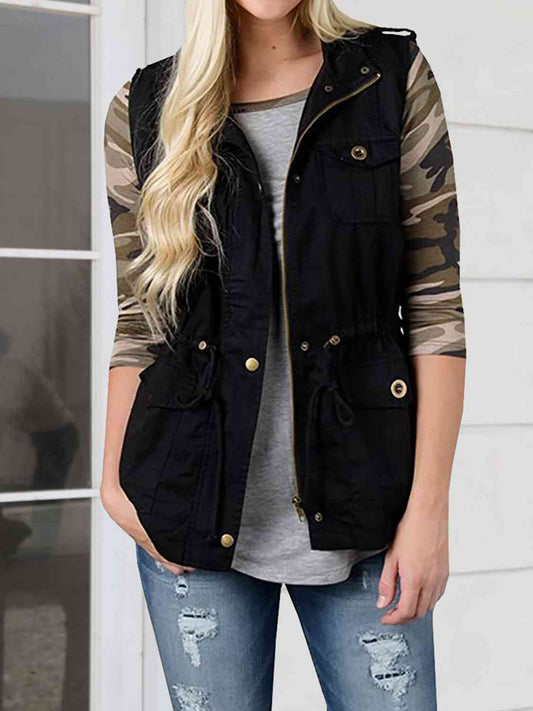 Drawstring Waist Vest with Pockets Luvéillé