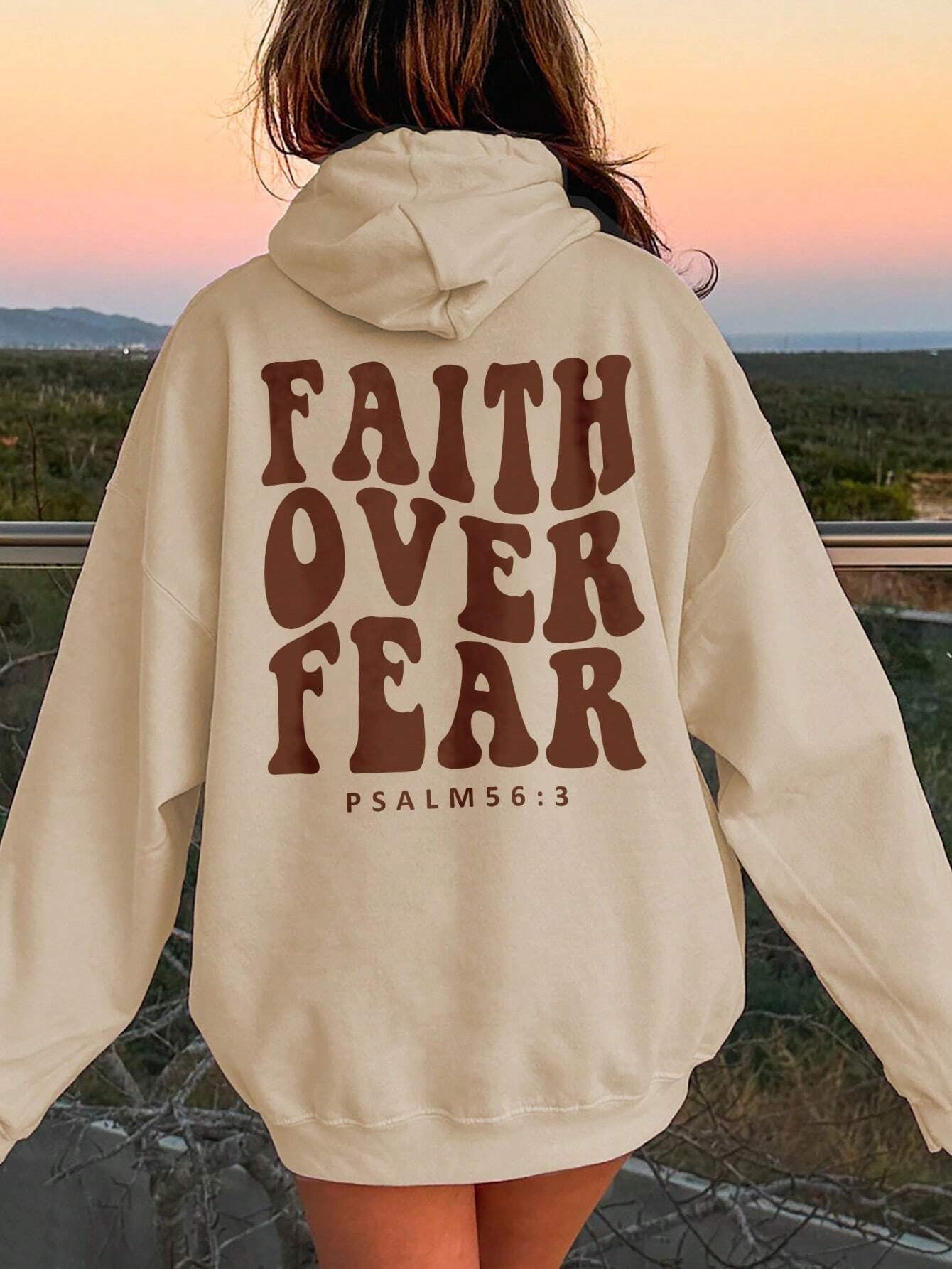 FAITH OVER FEAR Dropped Shoulder Hoodie Luvéillé