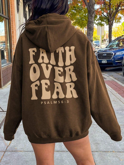 FAITH OVER FEAR Dropped Shoulder Hoodie Luvéillé