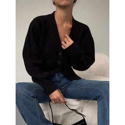 Fashion V-neck Sweater Coat Women New Style Short Long Sleeves Luvéillé